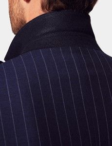 Navy Chalk Stripe Double Breasted Slim Suit-preview6