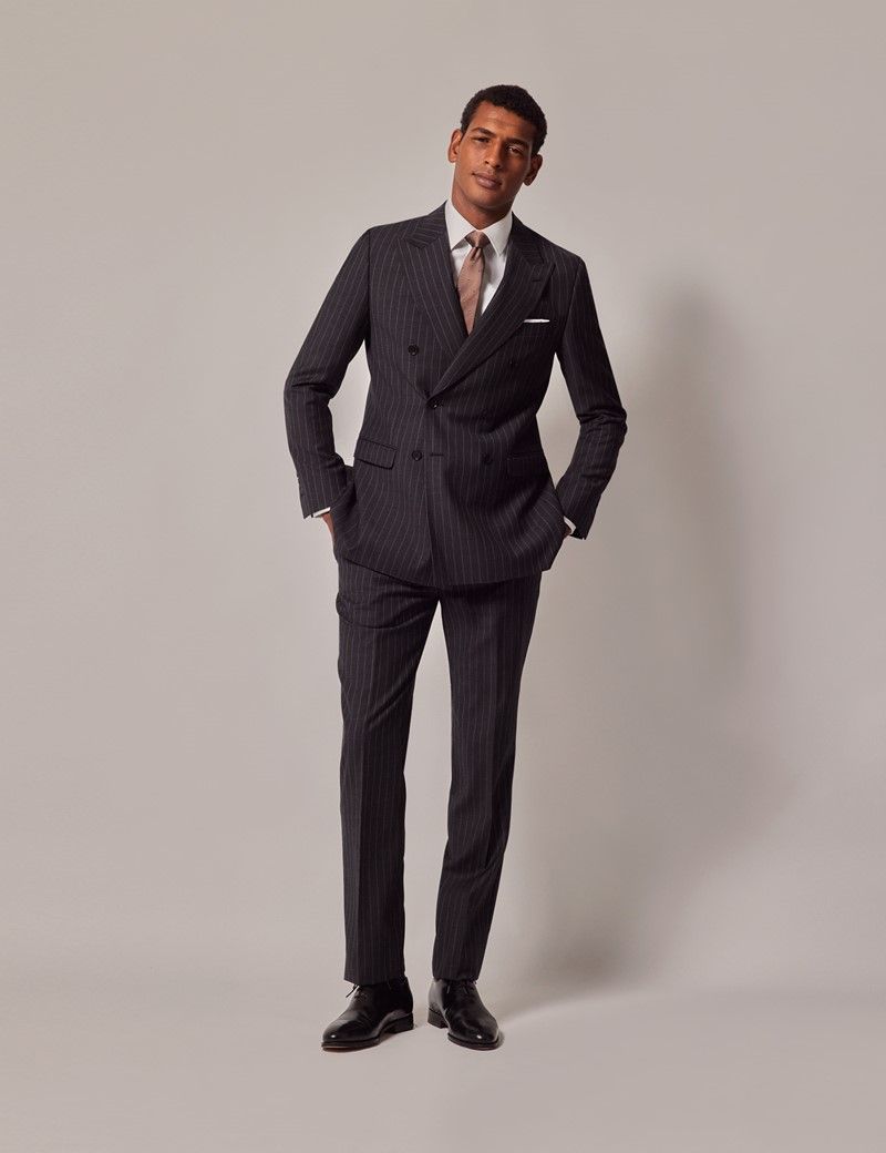 Men's Slim Fit Charcoal Stripe ~ Pinstripe 2-Button Suit main image 1