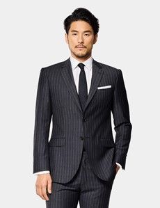Slim Fit Charcoal Chalk Stripe Suit Jacket