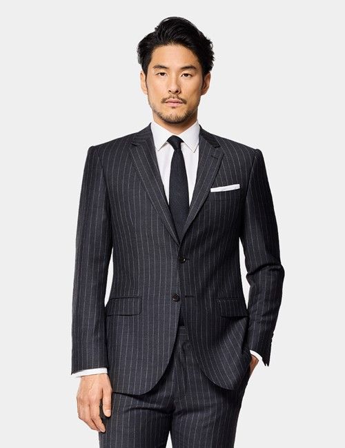 Slim Fit Charcoal Chalk Stripe Suit Trousers