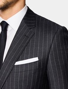 Slim Fit Charcoal Chalk Stripe Suit Jacket