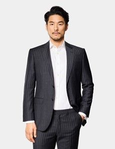 Slim Fit Charcoal Chalk Stripe Suit Jacket