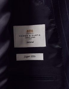 Navy Chalk Stripe Wool Slim Fit Suit Jacket-preview3