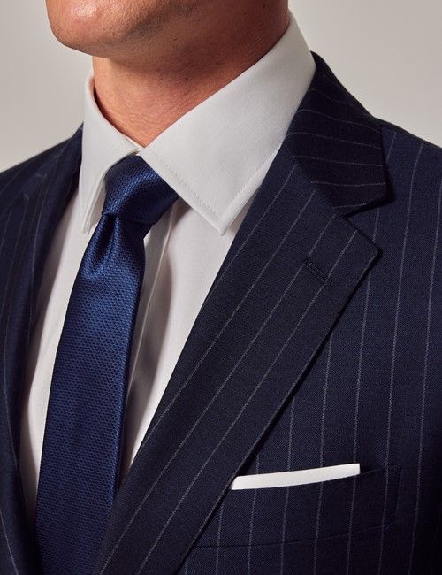 Navy Chalk Stripe Wool Slim Fit Suit Jacket-preview