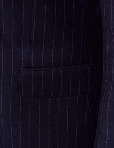 Navy Chalk Stripe Wool Slim Fit Suit Jacket-preview2