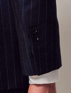 Navy Chalk Stripe Wool Slim Fit Suit Jacket-preview6