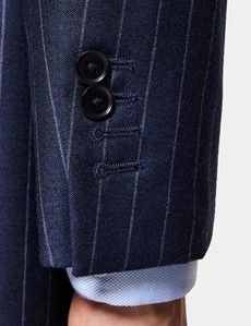 Slim Fit Navy Chalk Stripe Suit Jacket