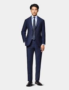 Slim Fit Navy Chalk Stripe Suit Jacket