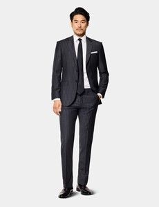 Slim Fit Charcoal Chalk Stripe Suit