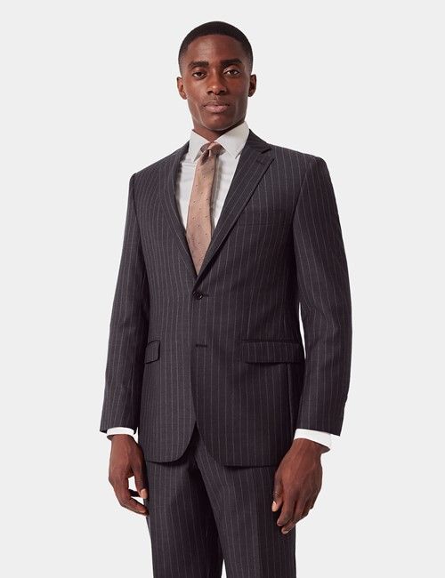 Classic Fit Charcoal Chalk Stripe Suit Jacket