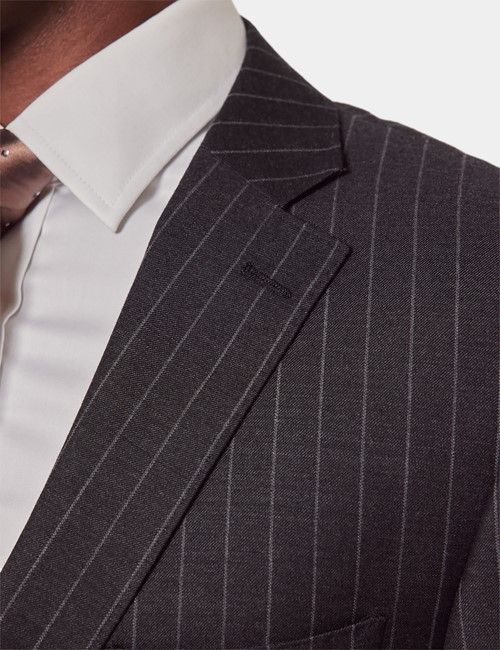 Classic Fit Charcoal Chalk Stripe Suit Jacket-preview