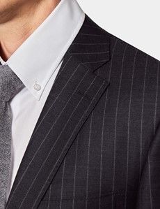 Classic Fit Charcoal Chalk Stripe Suit Jacket