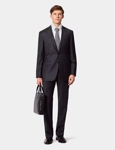 Classic Fit Charcoal Chalk Stripe Suit Jacket
