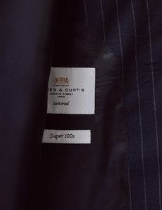 Navy Chalk Stripe Wool Classic Fit Suit Jacket-preview2