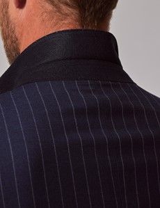 Navy Chalk Stripe Wool Classic Fit Suit Jacket-preview5