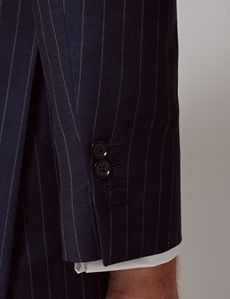 Navy Chalk Stripe Wool Classic Fit Suit Jacket-preview6
