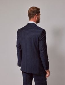 Navy Chalk Stripe Wool Classic Fit Suit Jacket-preview4