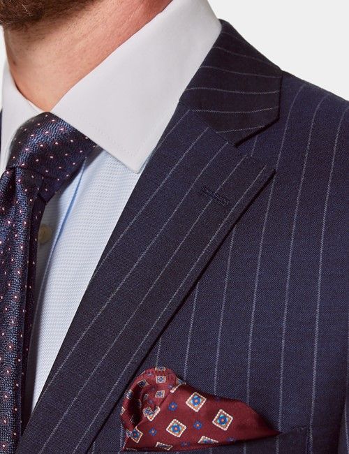 Classic Fit Navy Chalk Stripe Suit Jacket-preview