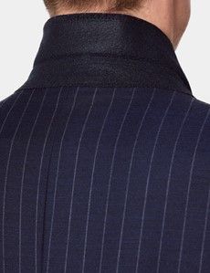 Classic Fit Navy Chalk Stripe Suit Jacket