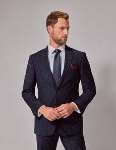 Men's Navy Chalk Stripe Classic Fit Suit | Hawes & Curtis