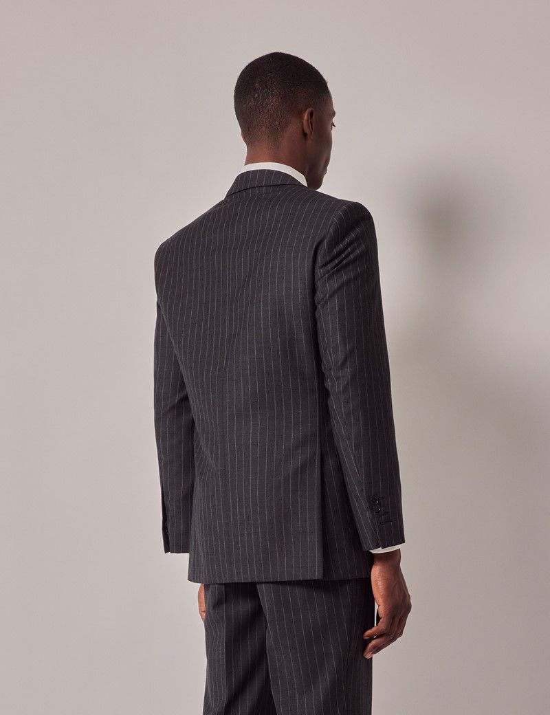 Men's Charcoal Chalk Stripe Classic Suit | Hawes & Curtis