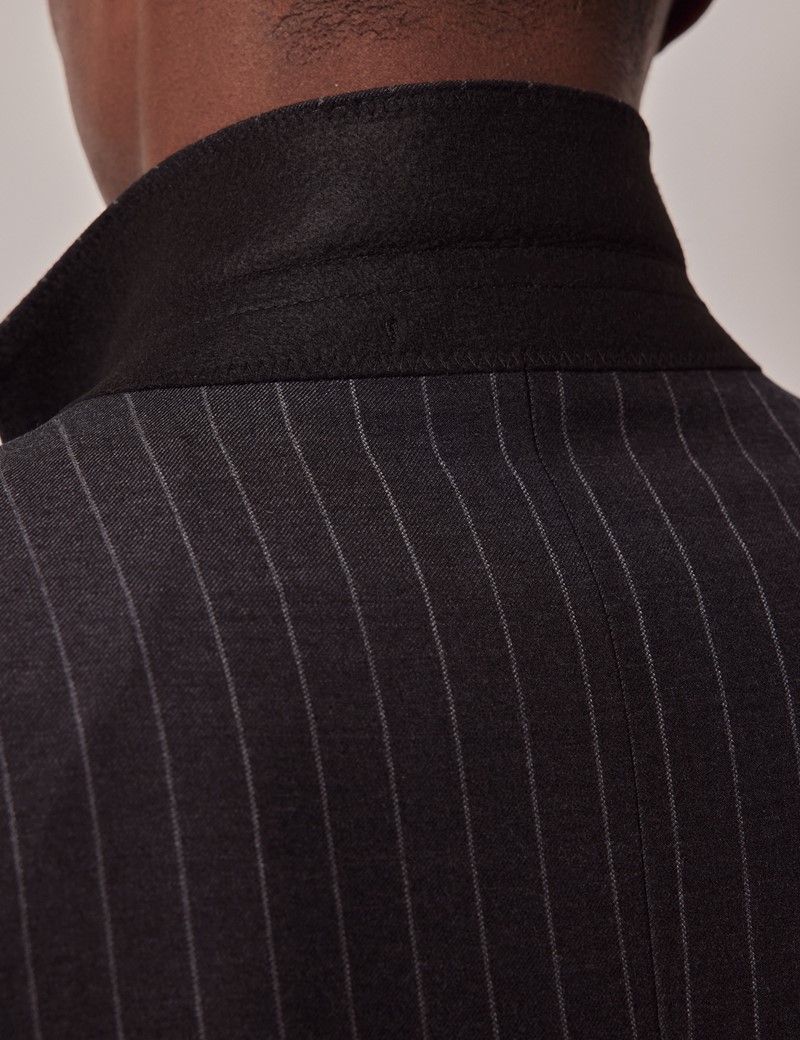 Men's Charcoal Chalk Stripe Classic Suit | Hawes & Curtis