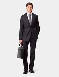 Classic Fit Charcoal Chalk Stripe Suit