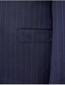 Tailored Fit Navy Herringbone Stripe 1913 Suit Jacket