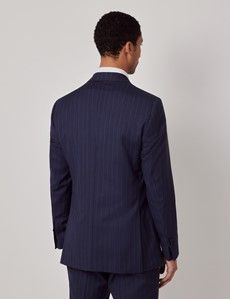 Navy Herringbone Stripe Italian Wool Tailored Fit Suit  - 1913 Collection-preview4