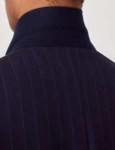 Navy Herringbone Stripe Italian Wool Tailored Fit Suit  - 1913 Collection-preview5