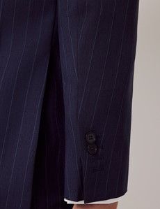 Navy Herringbone Stripe Italian Wool Tailored Fit Suit  - 1913 Collection-preview6