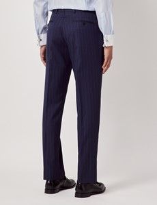 Navy Herringbone Stripe Italian Wool Tailored Fit Suit  - 1913 Collection-preview9