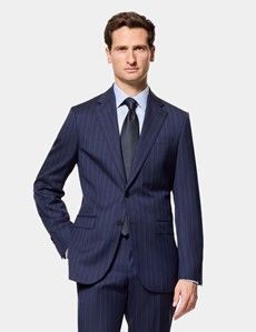 Tailored Fit Navy Herringbone Stripe 1913 Suit