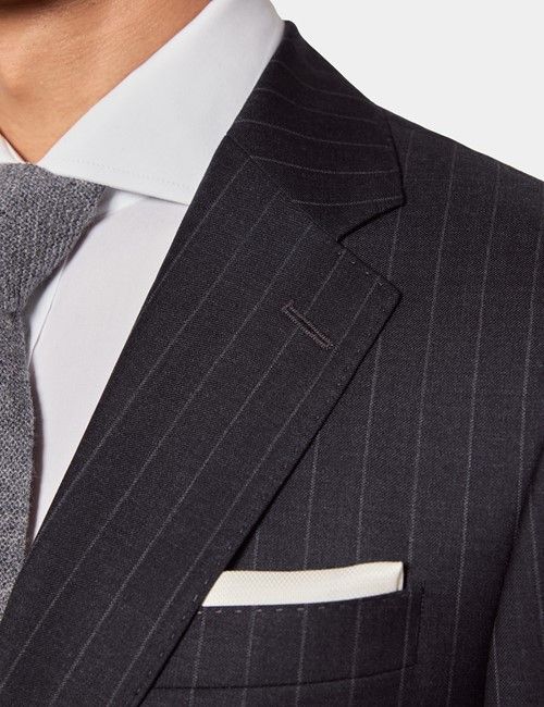 Men's Tailored Fit Charcoal Chalk Stripe 1913 Suit Pants | Hawes