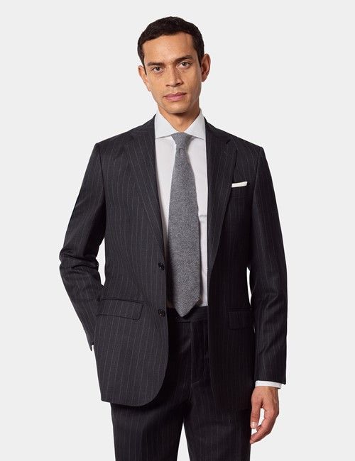 Men's Tailored Fit Charcoal Chalk Stripe 1913 Suit Pants | Hawes