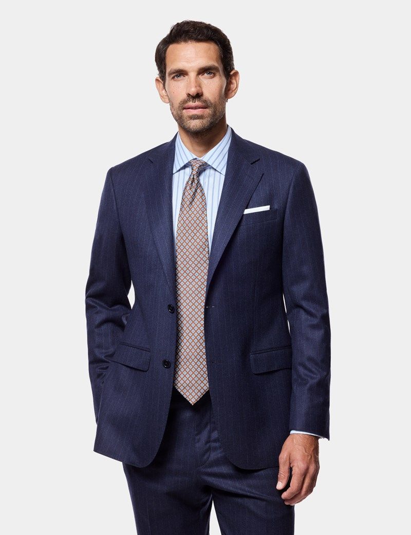 Tailored Fit Dark Blue Stripe 1913 Suit Jacket thumbnail 4