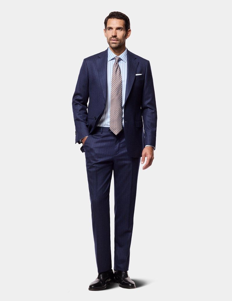 Tailored Fit Dark Blue Stripe 1913 Suit Jacket thumbnail 7