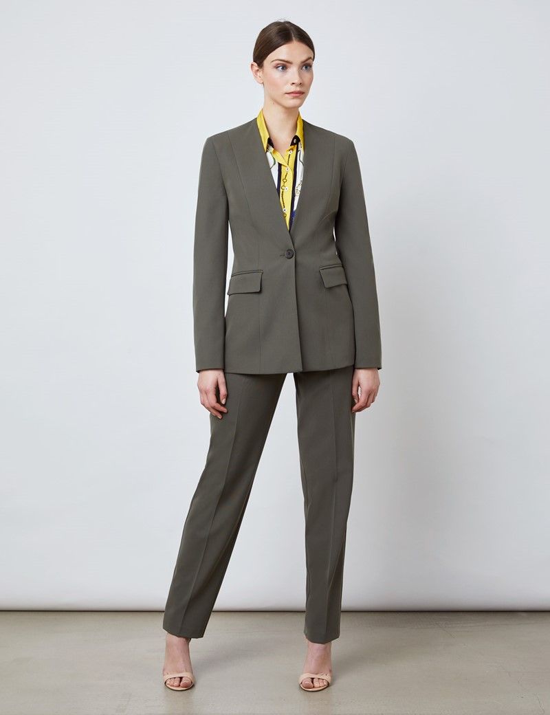 Collarless suit jacket womens hotsell