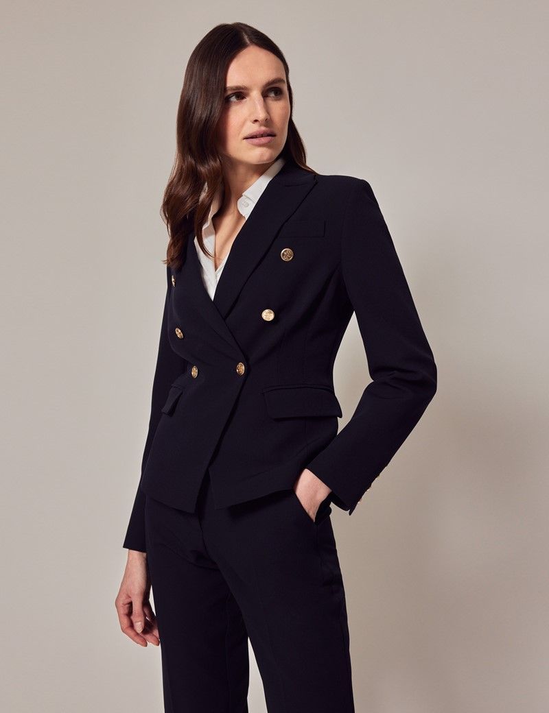 Hawes Curtis Navy Double Breasted Suit Jacket