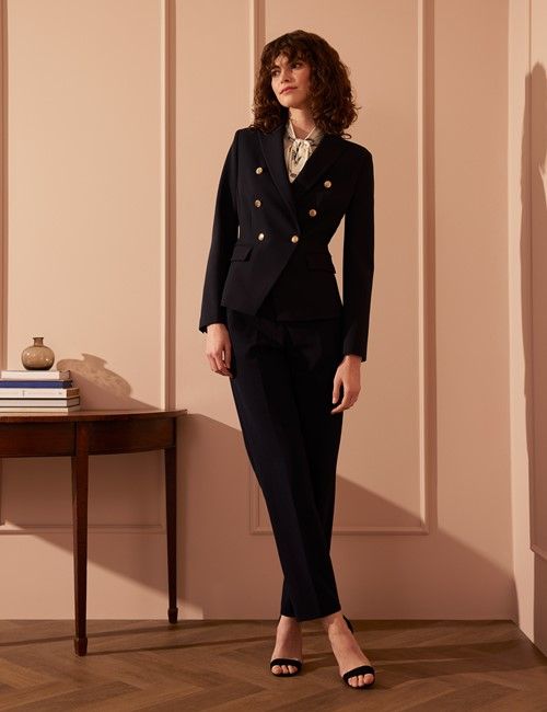 Navy Double Breasted Suit Jacket-preview