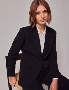 Black Single Breasted Longline Blazer