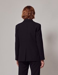 Black Single Breasted Longline Blazer-preview5