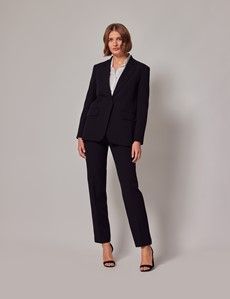 Black Single Breasted Longline Blazer-preview7