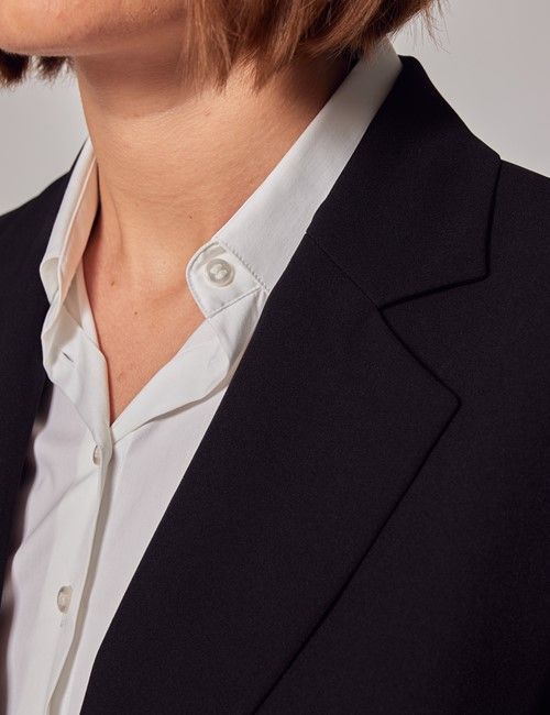 Black Single Breasted Longline Blazer-preview