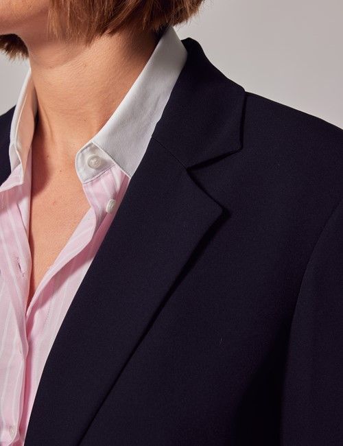 Navy Single Breasted Longline Blazer-preview