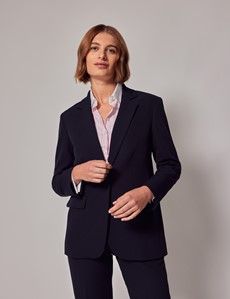 Navy Single Breasted Longline Blazer