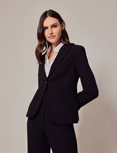 Black Single Breasted Longline Blazer
