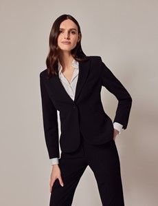 Black Single Breasted Longline Blazer-preview3