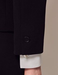 Black Single Breasted Longline Blazer-preview5