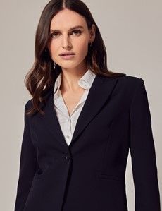 Navy Single Breasted Longline Blazer-preview3